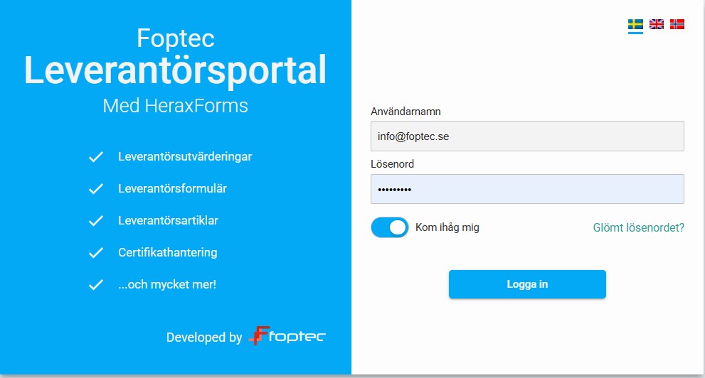 Foptec Supplier Portal